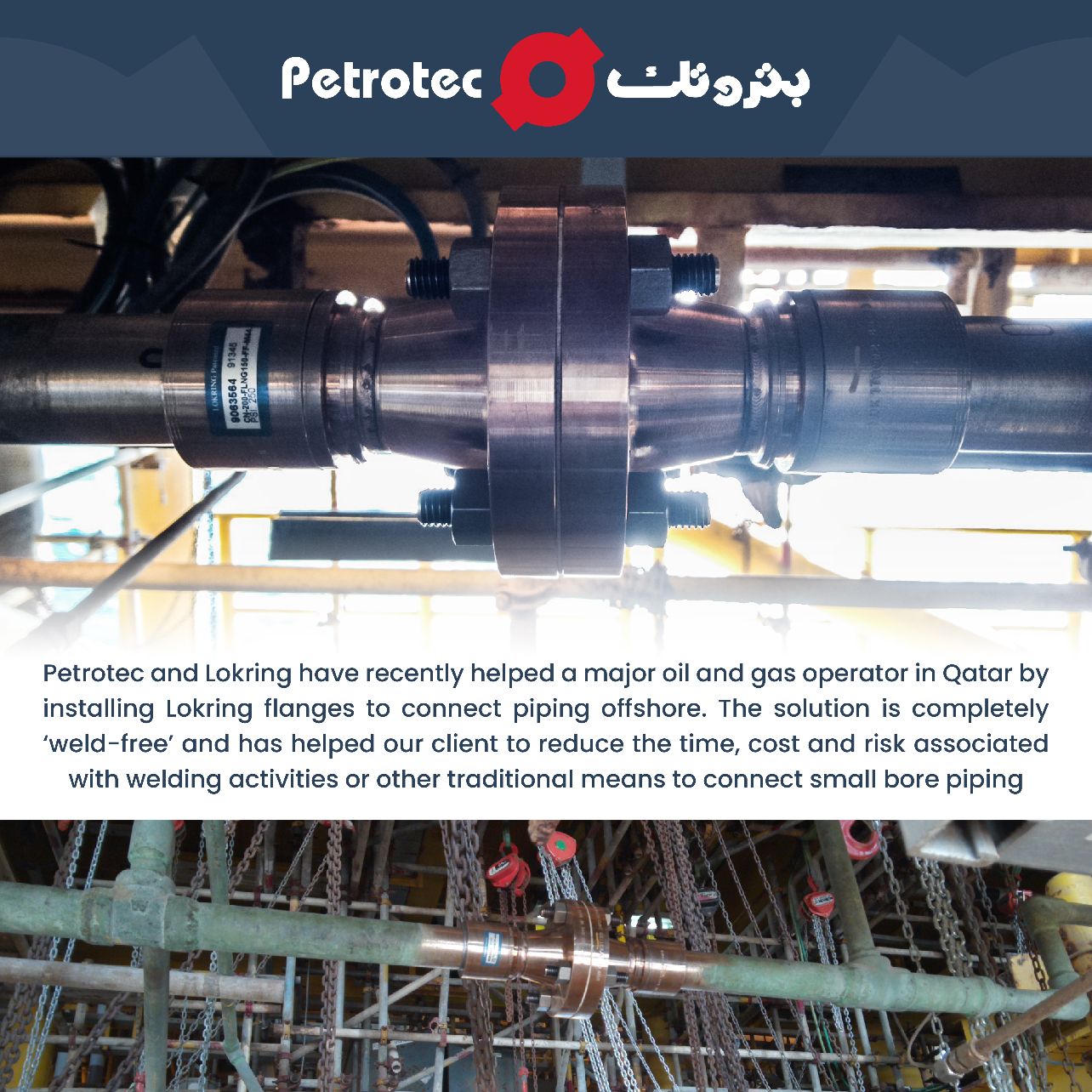 Installing Lokring flanges to connect piping offshore Cover