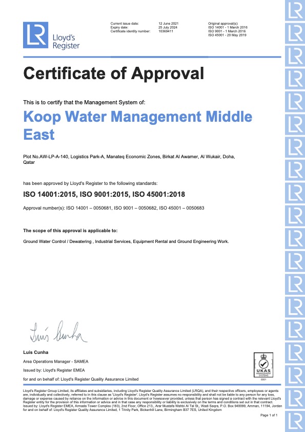 KOOP ISO Certificate UKAS - LRQA 2024 Preview