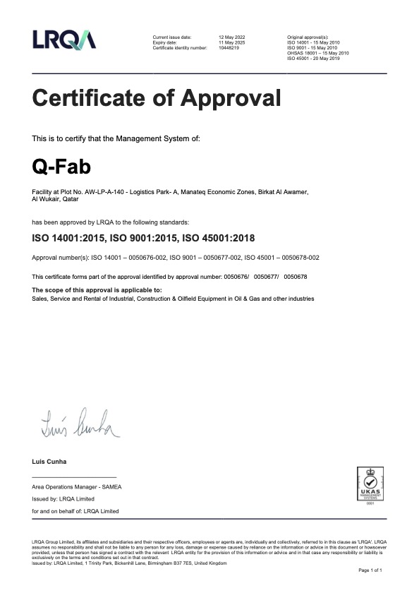 QFab ISO Certificate UKAS - May 2025 Preview