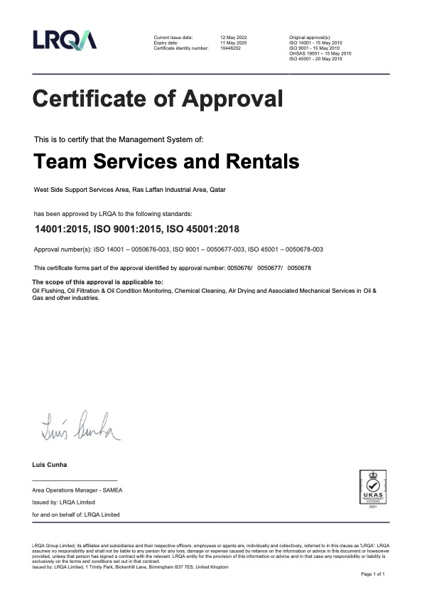 Team ISO Certificate UKAS - May 2025 Preview