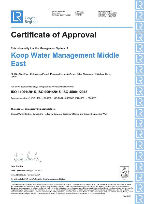KOOP ISO Certificate UKAS - LRQA 2024